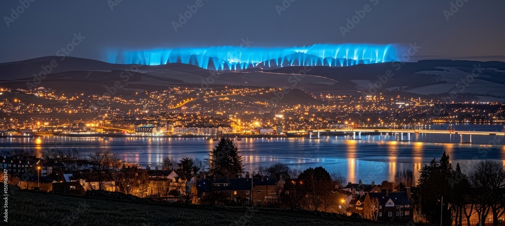 Fototapeta premium A stunning bioluminescent bay glowing brightly at night, showcasing nature s magical brilliance.