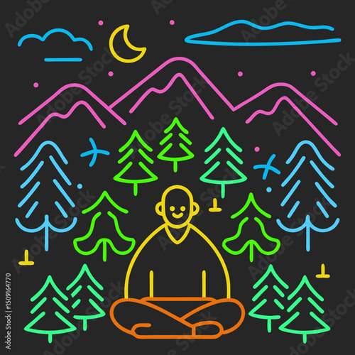 Relaxing Man Outdoors – Sitting Person Vector Illustration


