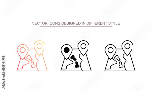Dig Map icon design with white background stock illustration
