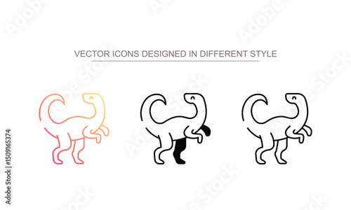 Velociraptor icon design with white background stock illustration
