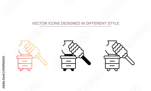 Dusting Off icon design with white background stock illustration