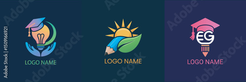 Three Creative Education Logo Designs with Unique Concepts