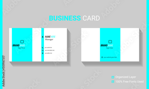 Professional Double-sided simple clean horizontal business card template