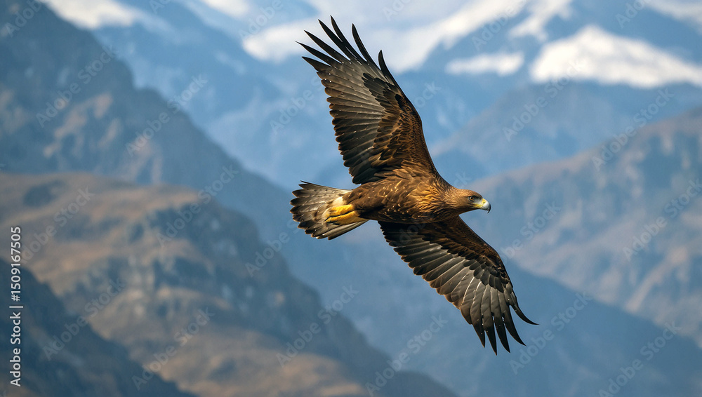 Fototapeta premium White tailed eagle (Haliaeetus albicilla) in flight. Created using generative AI tools 