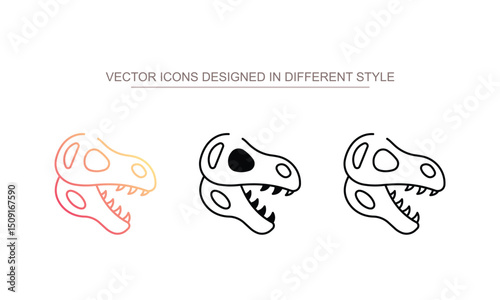 Dinosaur Skull icon design with white background stock illustration