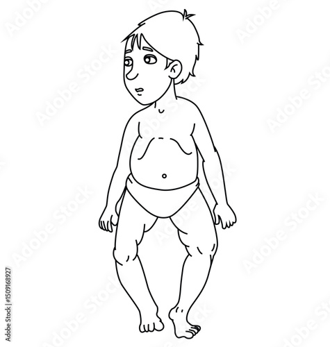 Science of hand drawn vector Rickets disease coloring page.
