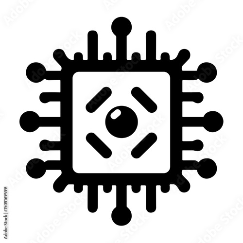 Abstract AI chip vector icon on transparent background for digital innovation and artificial intelligence concept