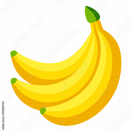 Delicious and fresh bananas fruit vector icon on white background.