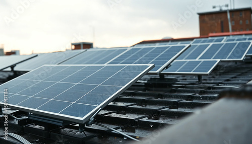 Solar panels on rooftop harnessing renewable energy for sustainability