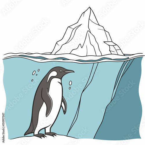 Submerged iceberg showing visible top and hidden underwater mass
