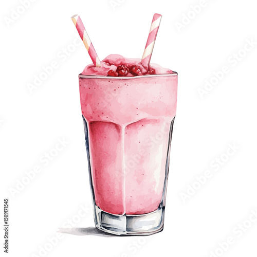 Protein Shake, watercolor illustration vector, high quality, isolated on a white background.