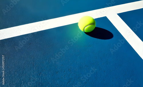 Tennis Ball on Blue Tennis Court
