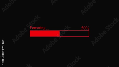  formatting animation. Loading bar, waiting loading bar animation, software update icon on black background.4k video