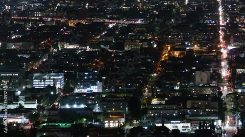 Wallpaper Mural Los Angeles Night City Traffic Telephoto from Griffith Park Time Lapse California USA Torontodigital.ca