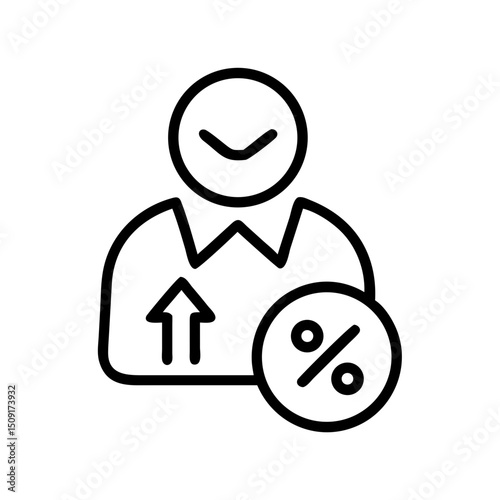 Line art illustration of a person with growth chart and percentages  