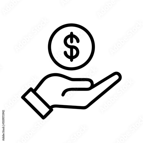 Hand holding dollar coin as symbol of finance and wealth  
