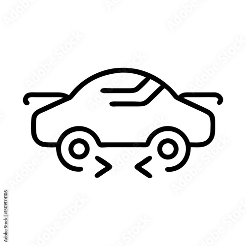 Outline illustration of a hybrid car with distinct features  