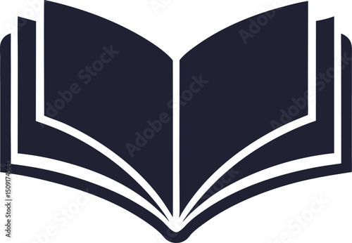 Simple open pages book symbol in vector style for learning, teaching, or digital reading
