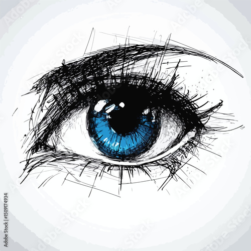 Professional Surveillance Eye Symbol Scribble Vector Illustration for Security Concepts