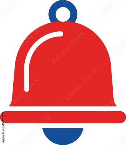 Red bell symbol icon in vector style for alarm, notification, or emergency warning UI