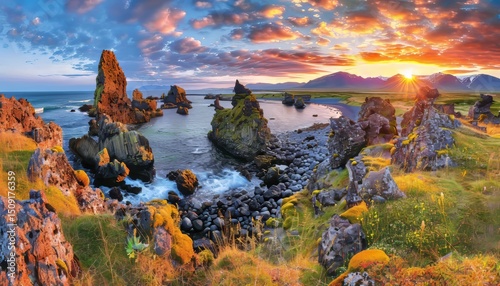 Wallpaper Mural Experience the breathtaking icelandic coastline featuring dramatic cliffs and crashing ocean waves Torontodigital.ca