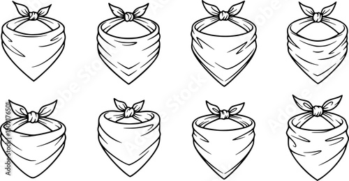 vector set of outline silhouette bandana icon set
