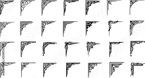 vector set of outline silhouette page corner icon set isolated on white background
