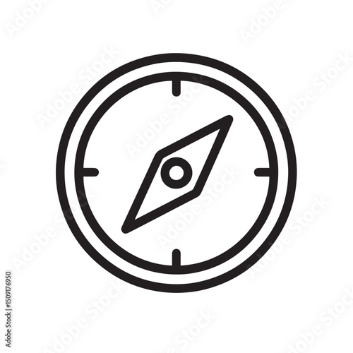 Compass Icon – Minimalist Geometric Black and White Line Art Vector