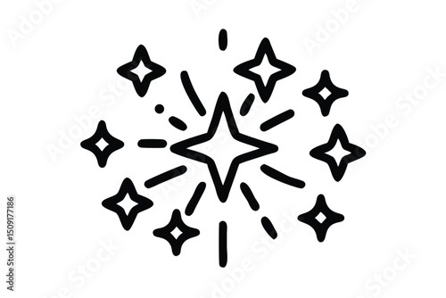 Black and white Star of David design with shiny silver and gold elements, a bright celebration icon and vector illustration