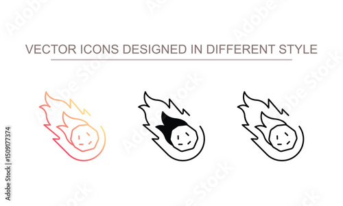 Meteorite icon design with white background stock illustration