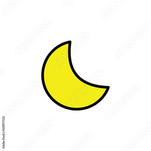 Yellow crescent moon icon vector. Minimalist moon logo design vector template. Simple crescent moon vector icon with white background. Simple and editable basic moon icons. Eps file 68.
