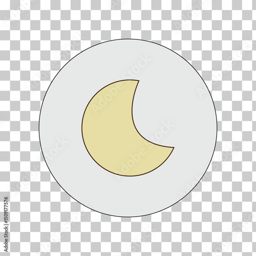Crescent moon icon vector. Simple crescent moon vector icon with transparent background. Crescent half moon icon flat round button vector illustration. Modern icon vector illustration. Eps file 71.