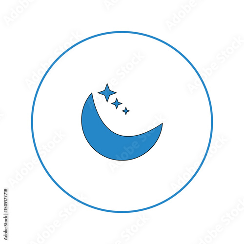moon, star, islam, symbol icon vector. Moon phases, symbol of space and night. Blue Moon Icon with Stars Inside for Night Mode Design. sleep moon icon icon vector illustration. Eps file 78.