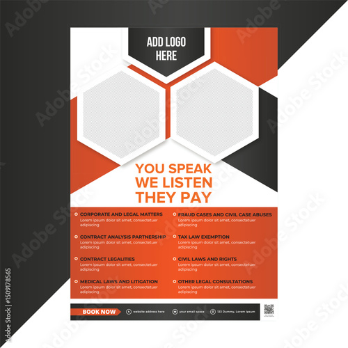 Download our professionally designed and customizable Legal Service Flyer Template Vector, perfect for promoting your law firm's services on websites and print materials