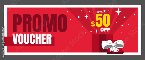 Customizable Vector Promo Voucher: Easily Adapt this $50 Off Discount Coupon for Your Unique Marketing and Business Needs