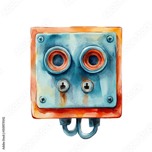 watercolor of Power-up, vector high quality, isolated on a white background.