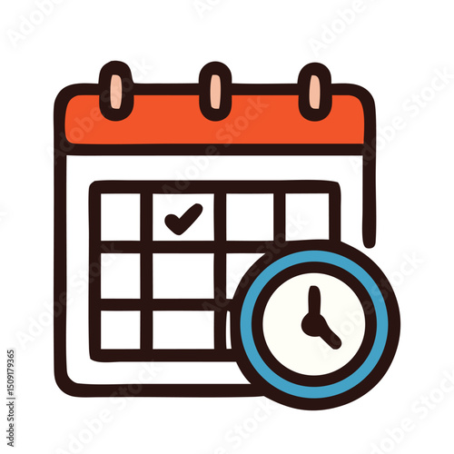 Calendar and Clock Icon for Time Management and Planning illustration