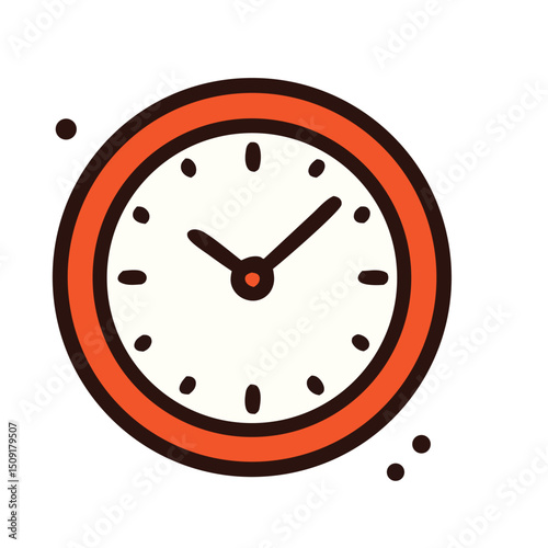 Retro Timepiece: Whimsical Orange Clock Illustration for Design Projects