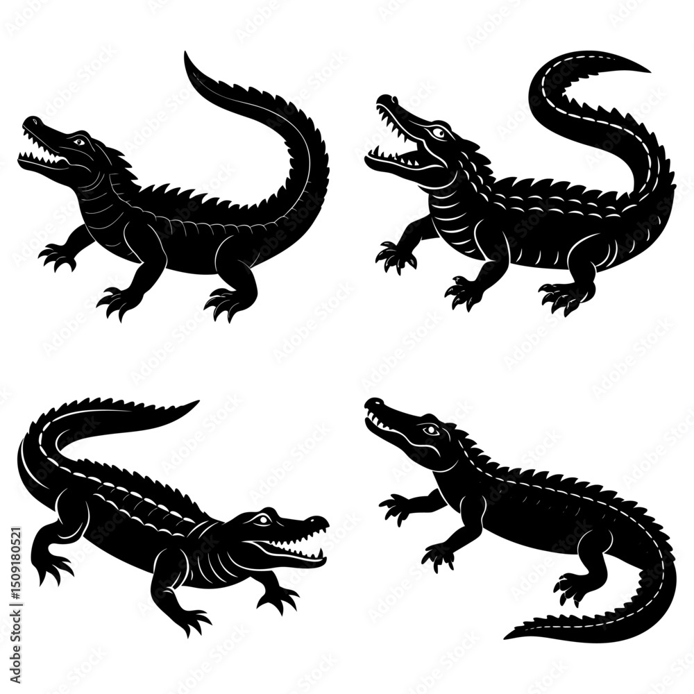 Fototapeta premium Alligator Silhouette vector illustration