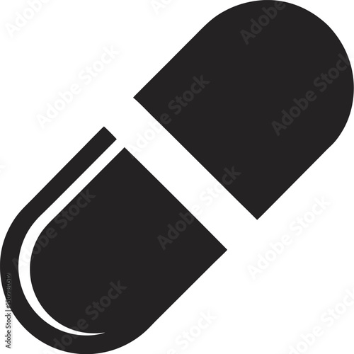 Pill capsule icon ideal for medical, healthcare, or pharmacy-based designs and health apps
