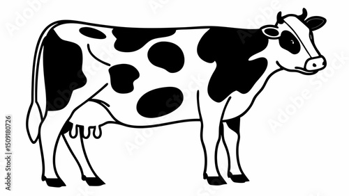  cartoon, high contrast, cow, graphic design