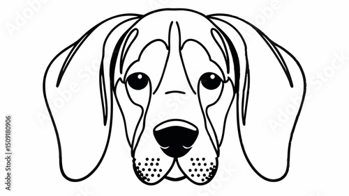 dog head, beagle, simplified features