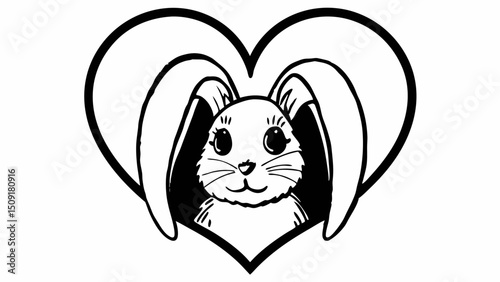 cute rabbit, adorable bunny, black and white animal portrait,