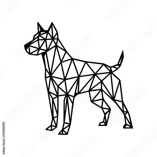 Low Poly Dog Icon Silhouette in Vector black and white