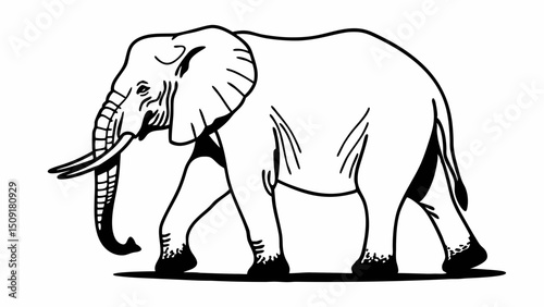 elephant, black and white