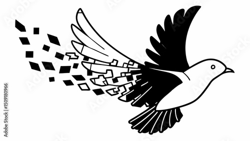 bird, flying, feathers, wings, abstract