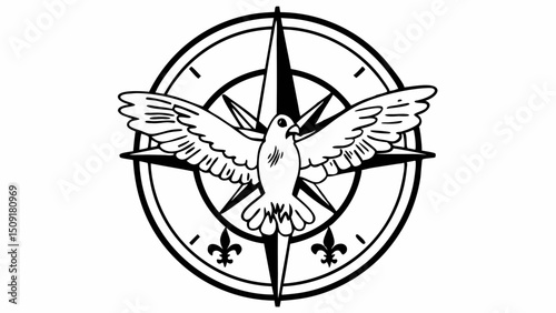 a dove bird with wings spread, holding an olive branch