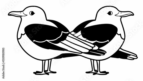 seabirds, two stylized seabirds