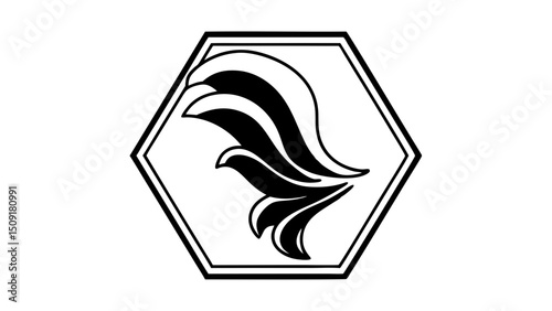 abstract geometric black and white feather icon