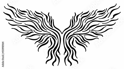 intricate tribal tattoo design, stylized wings,